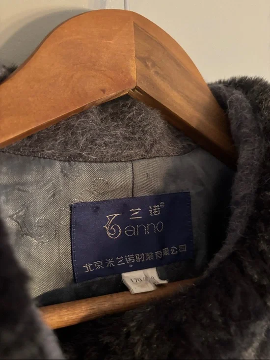 Women's Gray Alpaca Wool -Trim Coat - Picture 3 of 9